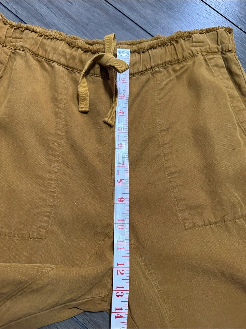 Women’s Mustard Yellow Drawstring Elastic Waist Deep Pocket Linen Lyocell Pants